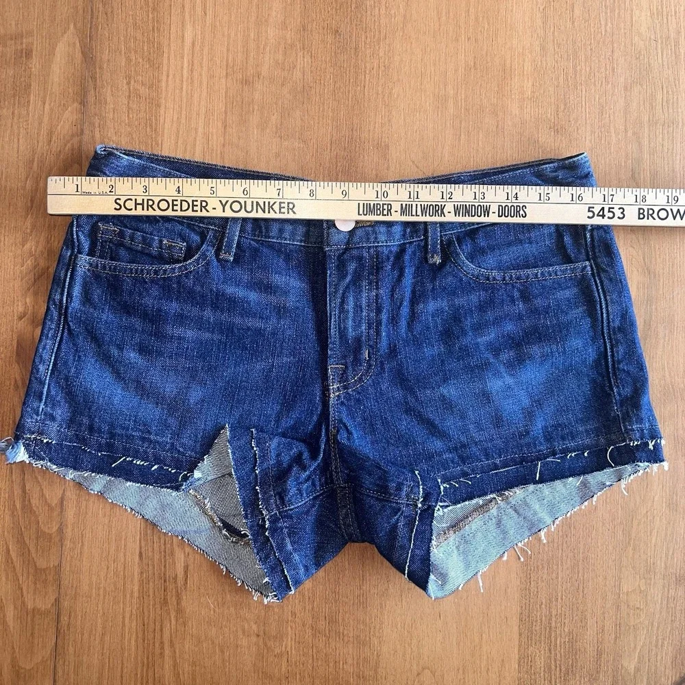J Brand Jean Sachi Shorts Distressed Design Frayed Hem Soft Dark Denim 26